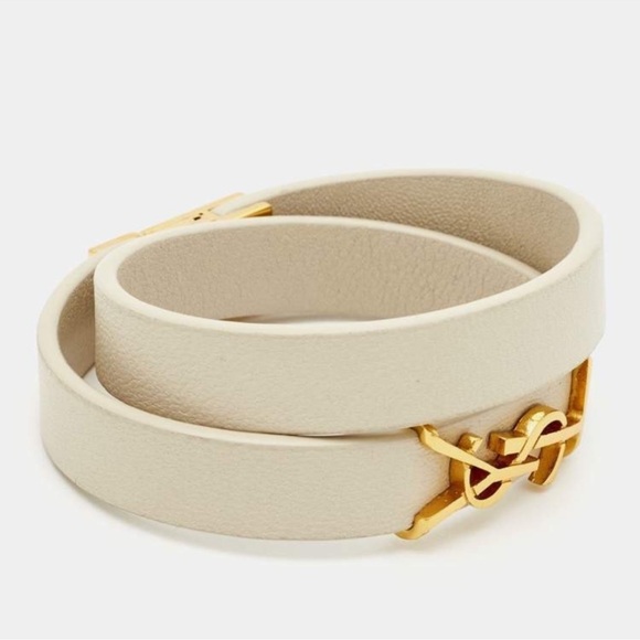 Yves Saint Laurent double cream band bracelet with gold - Picture 1 of 6